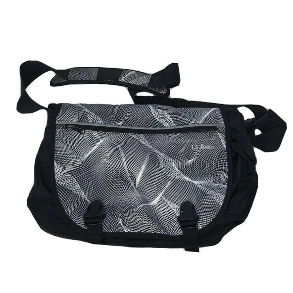 L.L. Bean Handbags - LL Bean Messenger Bag Black White Patterned